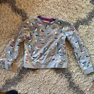 Boden Gray Sweatshirt with Colorful Bird Pattern